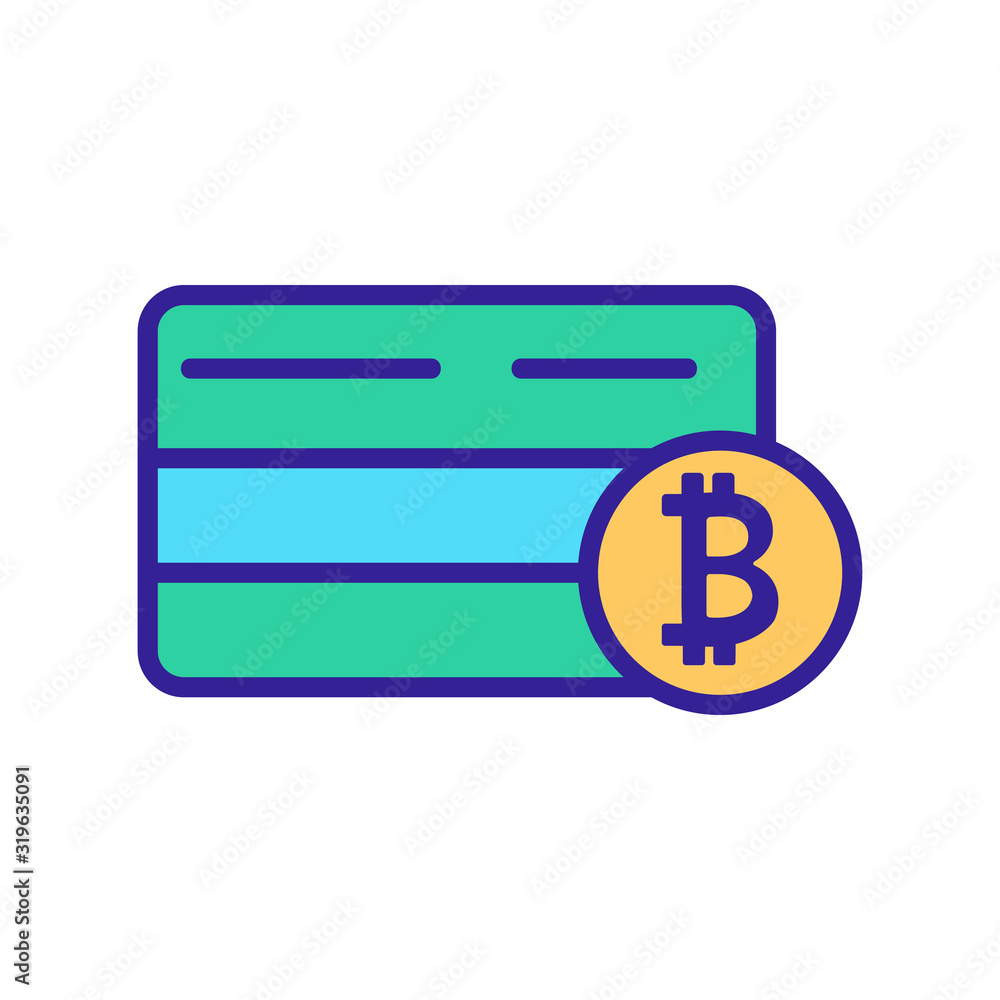 Bitcoin bank card icon vector. A thin line sign. Isolated contour symbol illustration