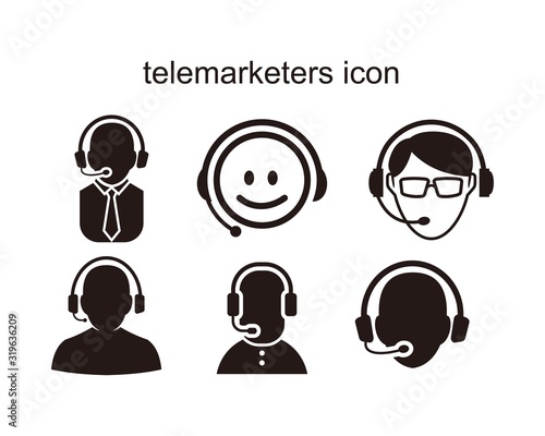 telemarketers icon, Customer Service Icon User With Headphone.