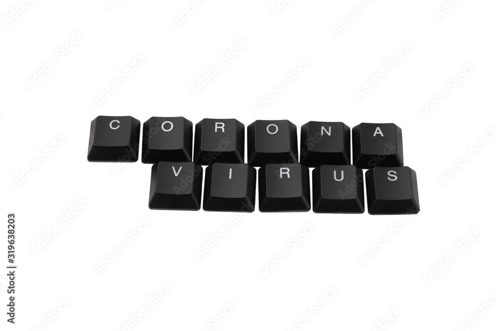 Word Coronavirus written on keyboard. Isolated on white. Word Coronavirus written on keyboard. Isolated on white.