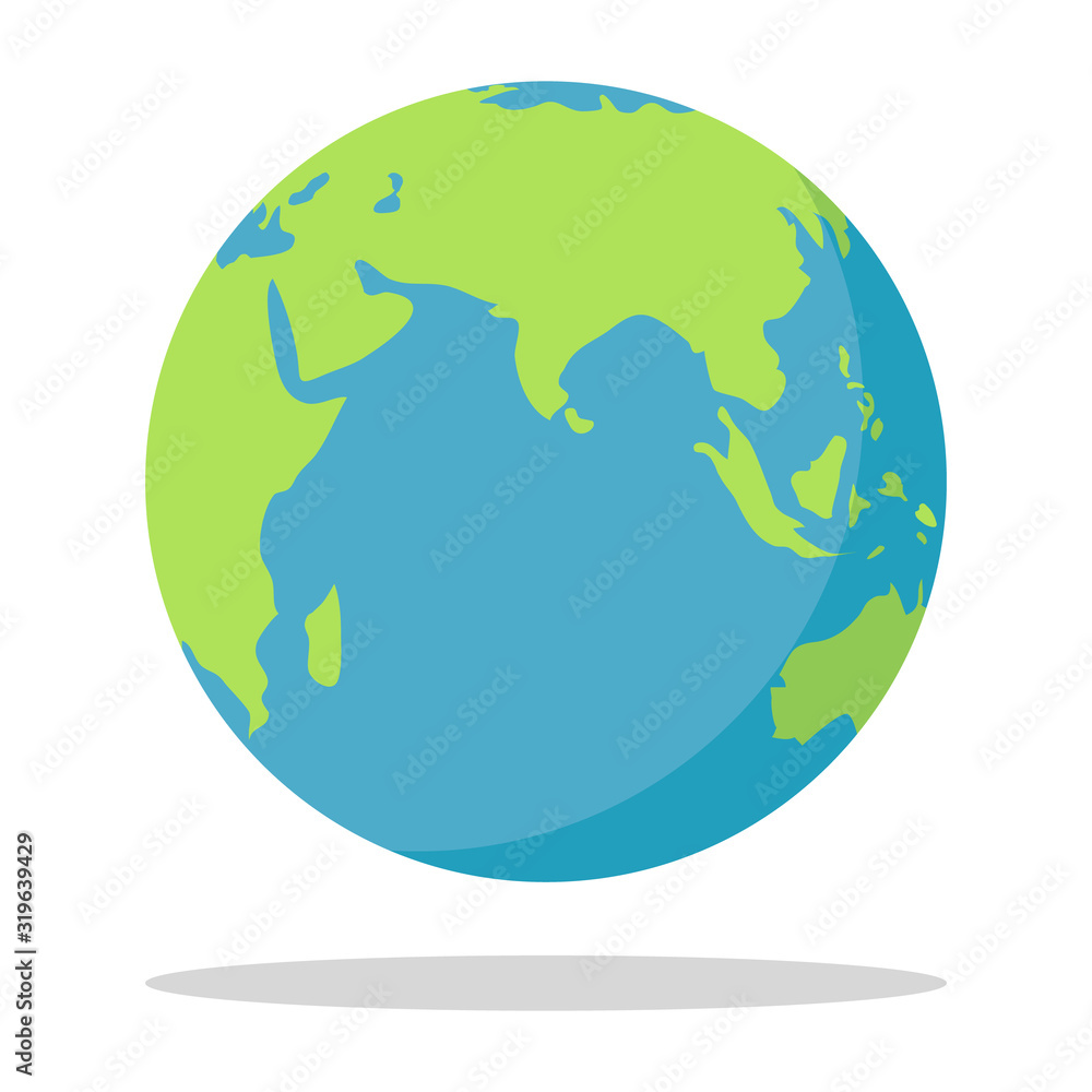 Planet earth isolated on a white background with shadow. Vector, cartoon illustration of the planet Earth. Planet earth isolated on a white background with shadow. Vector, cartoon illustration of the planet Earth.