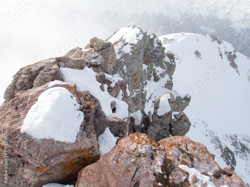 winter alpine landscape for skitouring in stubaier alps in austria photo