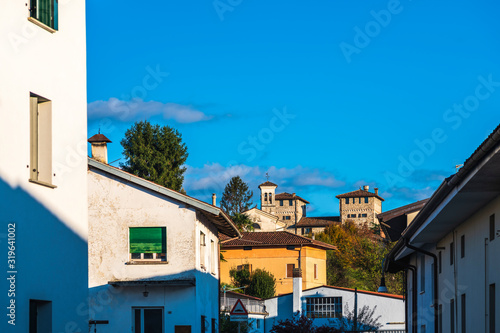 Autumn colors cover the Cassacco Castle. Friuli. Italy