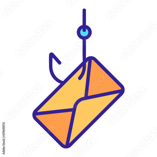 phishing mail icon vector. A thin line sign. Isolated contour symbol illustration