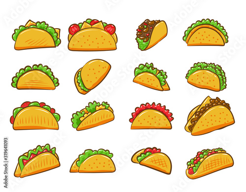 Taco vector set collection graphic clipart design