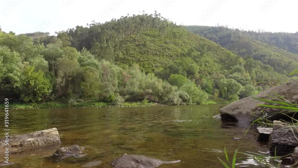 smooth flowing river through rocky mountains smooth flowing river through rocky mountains