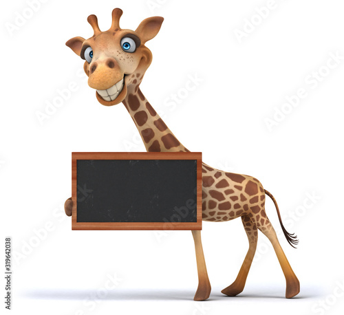 Photography Fun 3D giraffe holding a blackboard