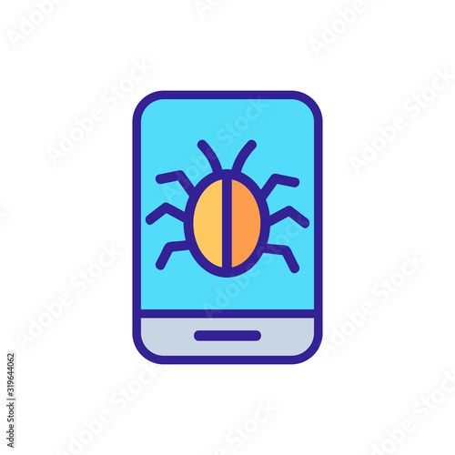 mobile virus icon vector. A thin line sign. Isolated contour symbol illustration