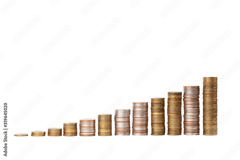 A chart of cash coins showing the change in income and financial wealth. A chart of cash coins showing the change in income and financial wealth.