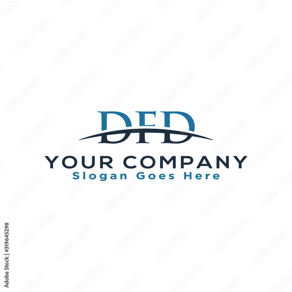 Fototapeta premium Initial letter DFD, overlapping movement swoosh horizon logo company design inspiration in blue and gray color vector