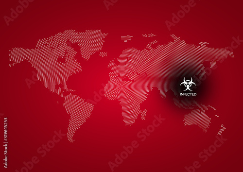 Infected Virus World Map Red