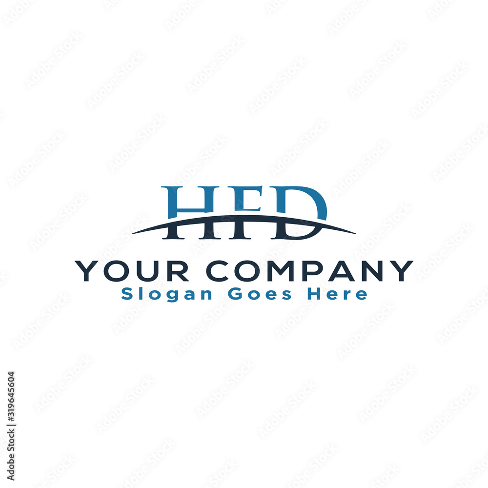 Initial letter HFD, overlapping movement swoosh horizon logo company design inspiration in blue and gray color vector