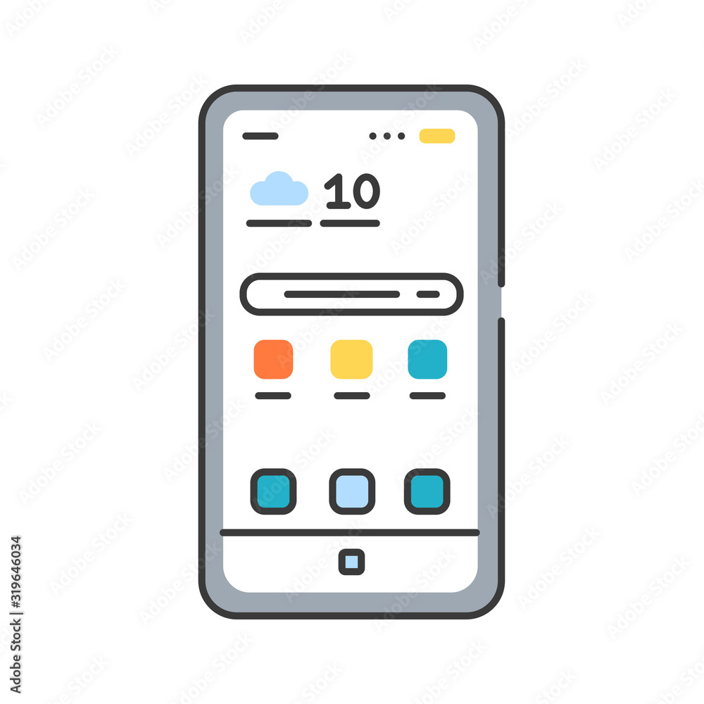 Mobile devices color line icon. Computers small enough to hold and operate in the hand. Pictogram for web page, mobile app, promo. UI UX GUI design element. Editable stroke. Mobile devices color line icon. Computers small enough to hold and operate in the hand. Pictogram for web page, mobile app, promo. UI UX GUI design element. Editable stroke.