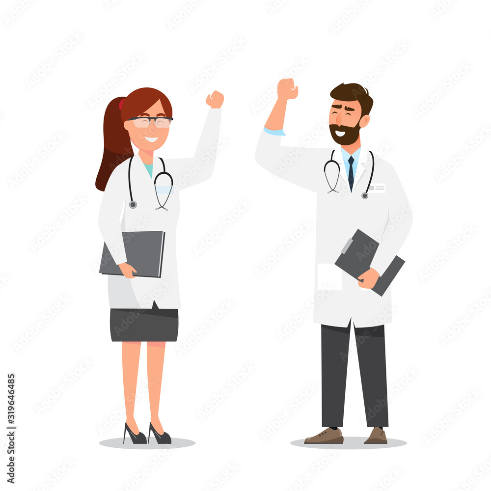 Set of doctor cartoon happy characters. Medical staff team concept in  hospital Stock Vector | Adobe Stock