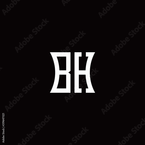 BH monogram logo with curved side style design template