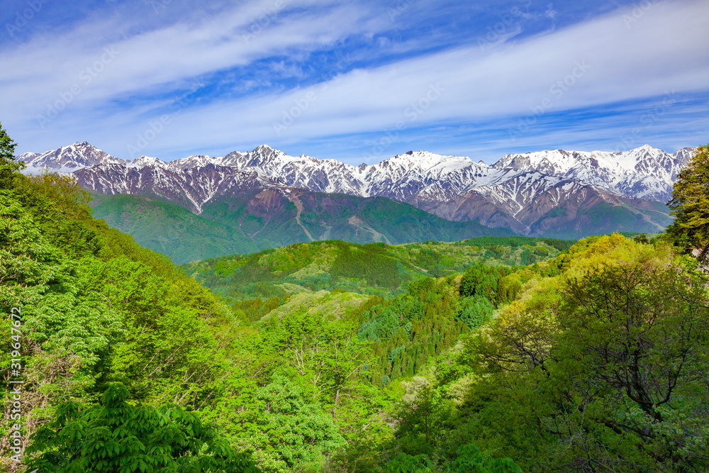 白沢峠から眺める北アルプスの山々、長野県北安曇郡白馬村にて