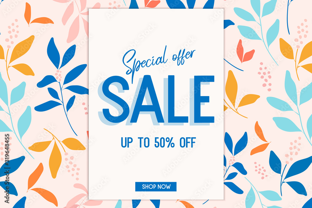 Botanical sale banner. Web banner