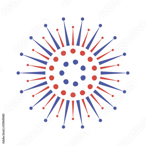 Abstract blue-red virus strain pattern with spots