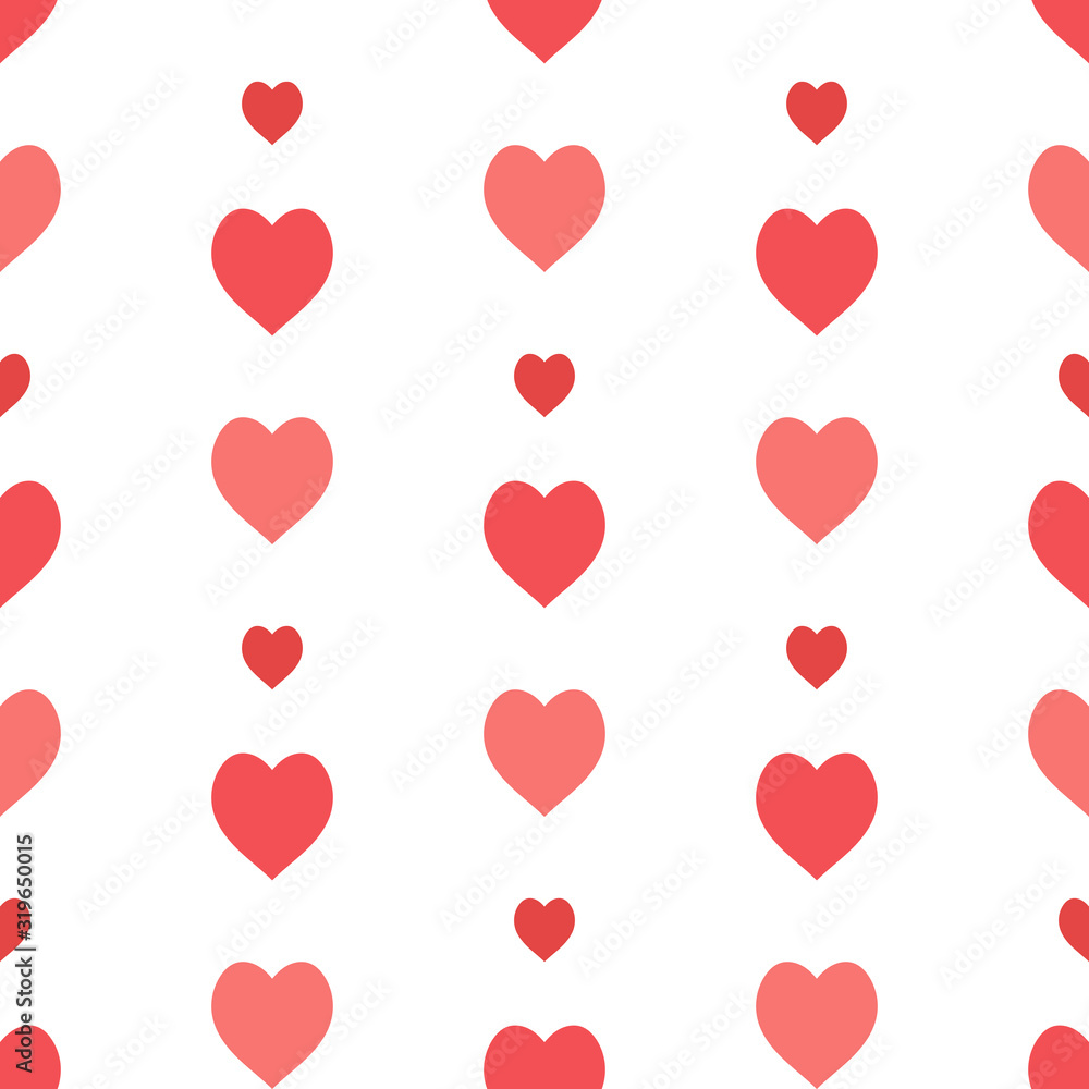 Seamless pattern in stylish red hearts on white background for fabric, textile, clothes, tablecloth and other things. Vector image. Seamless pattern in stylish red hearts on white background for fabric, textile, clothes, tablecloth and other things. Vector image.