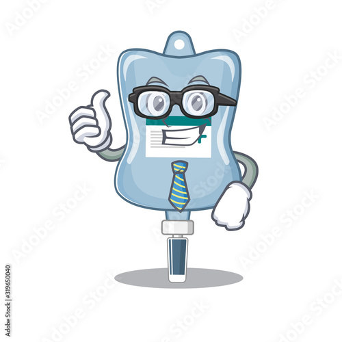 cartoon character of Businessman saline bag wearing glasses