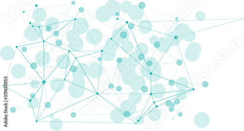 Molecule algorithm green communication digital layout, triangle chaos lines geometric shapes