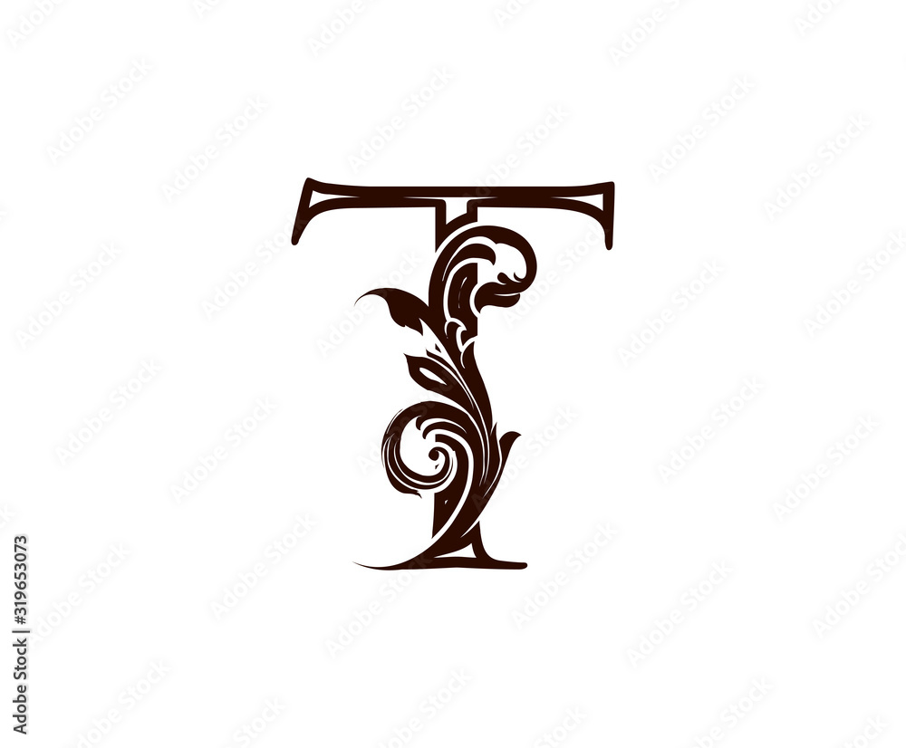 T Letter Luxury Logo. Brown T With Classic Leaves Shape design perfect for fashion, Jewelry, Beauty Salon, Cosmetics, Spa, Hotel and Restaurant Logo. T Letter Luxury Logo. Brown T With Classic Leaves Shape design perfect for fashion, Jewelry, Beauty Salon, Cosmetics, Spa, Hotel and Restaurant Logo.