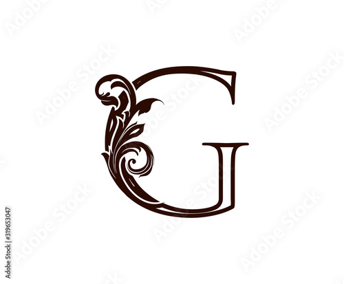 G Letter Luxury Logo. Brown G With Classic Leaves Shape design perfect for fashion, Jewelry, Beauty Salon, Cosmetics, Spa, Hotel and Restaurant Logo. 