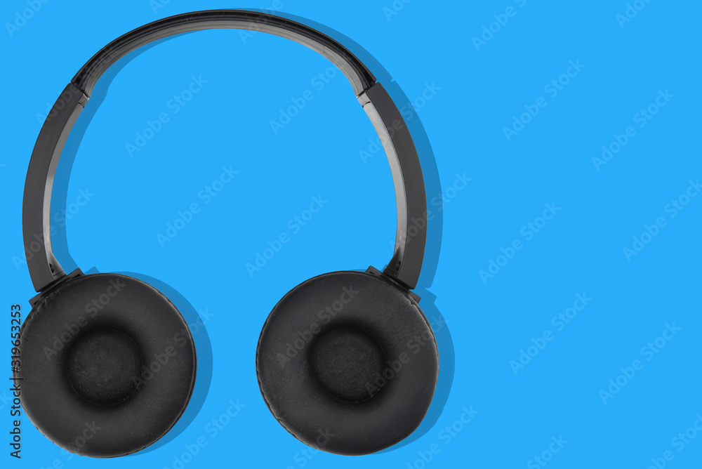 headphones for music in blue background headphones for music in blue background