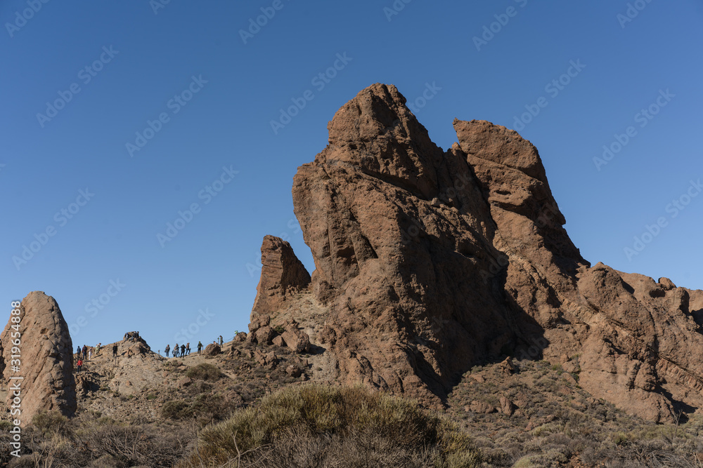 Roques de Garcia. The Roque Cinchado - a unique rock formation of the island of Tenerife located near Teide Volcano. Canary Islands, Spain