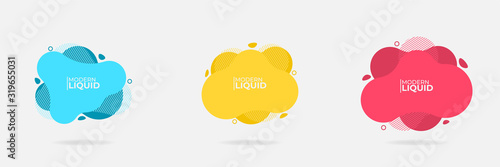 Set of Modern Abstract Liquid shape element vector banner. Flat design geometric blue, yellow, red template. can be used for web and print design. EPS 10