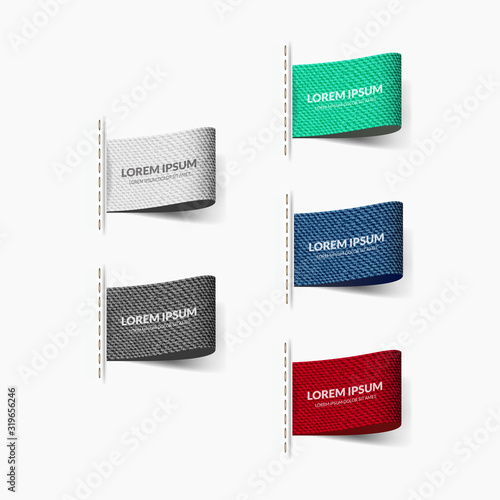 Set of labels for clothes With texture for realism with place for text. 3d realistic vector illustration.