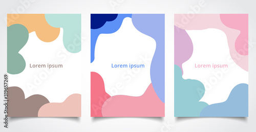 Set of brochure template abstract fluid shape and fun colors pattern background texture.