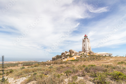 Lighthouse overlooking the Atlantic Ocean on the West Coast of South Africa at Cape Columbine Nature Reserve