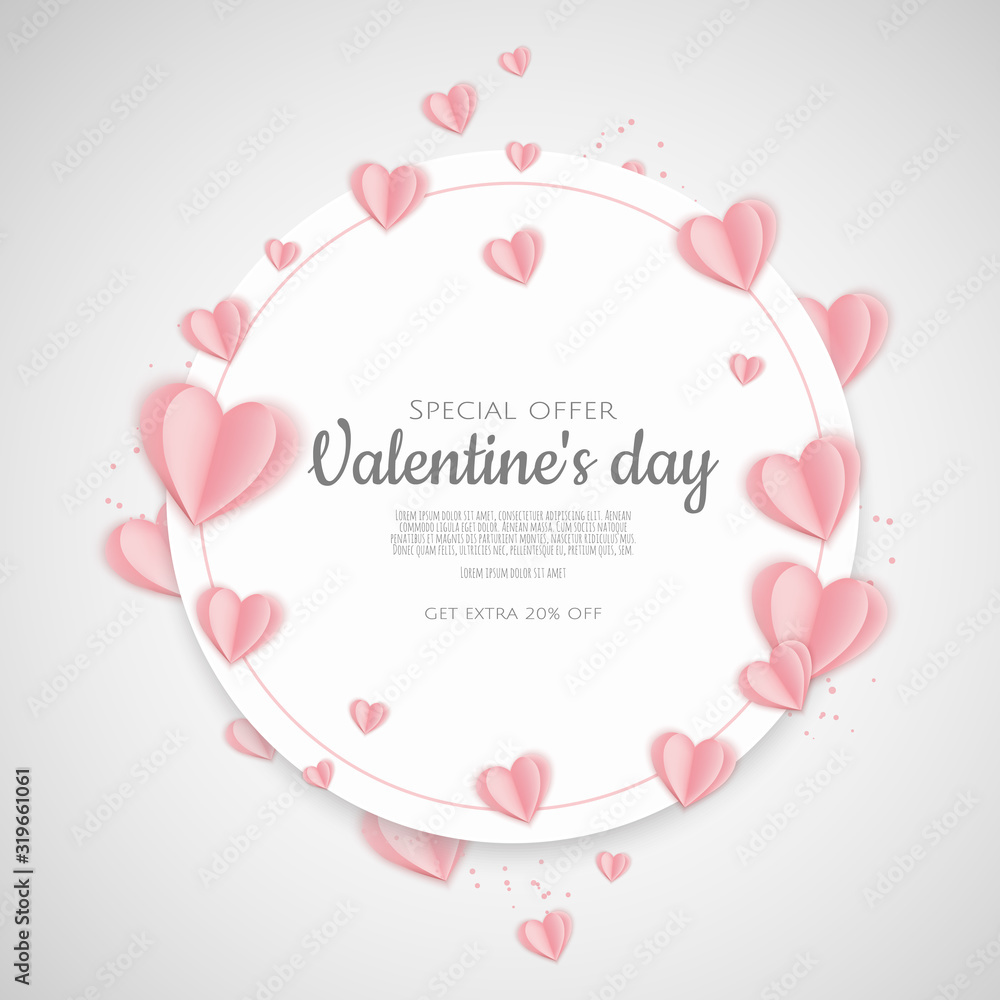 Valentines day background with Paper Heart. Can be used for Wallpaper, flyers, invitation, posters, brochure, banners.