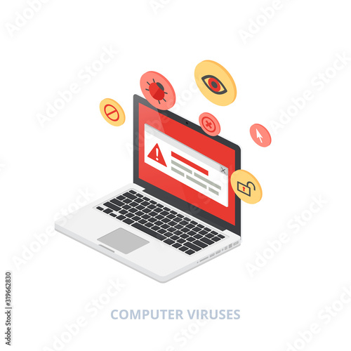 Computer viruses isometric style vector illustration