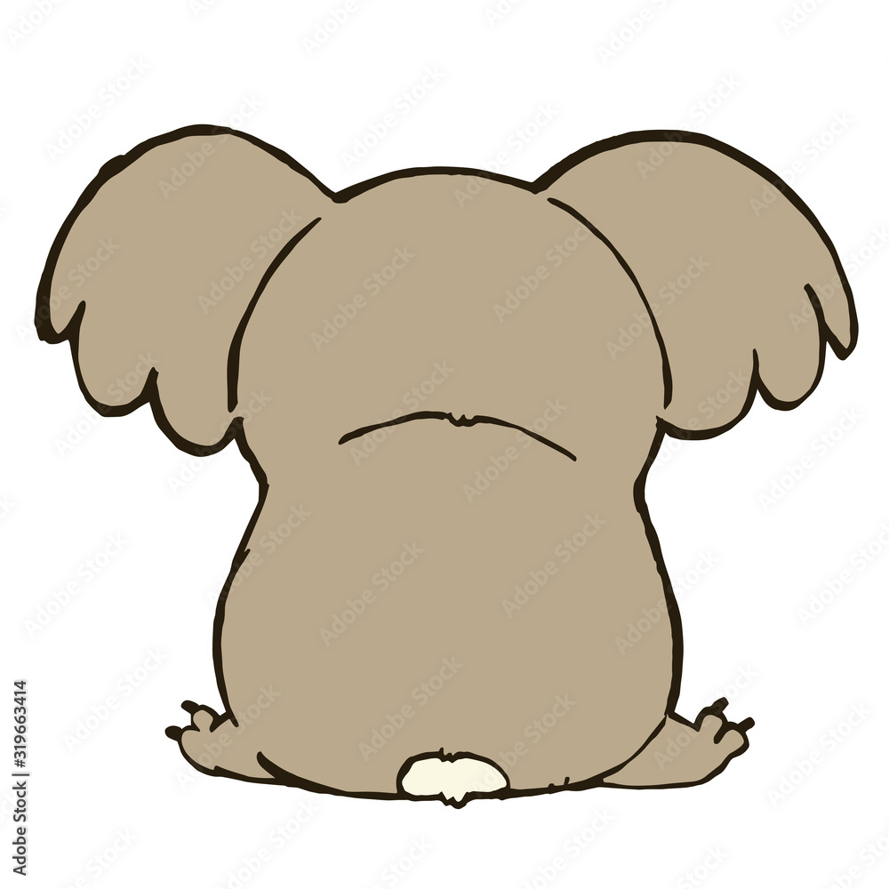 Fototapeta premium 座っている後ろ姿のコアラ カラー 線あり