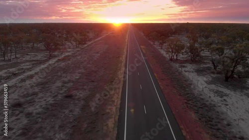 Australian Desert Road at Sunset photo
