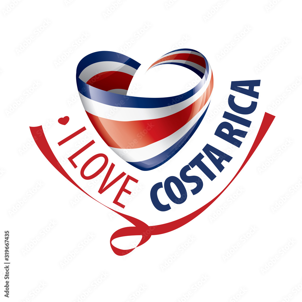 National flag of the Costa Rica in the shape of a heart and the inscription I love Costa Rica. Vector illustration National flag of the Costa Rica in the shape of a heart and the inscription I love Costa Rica. Vector illustration