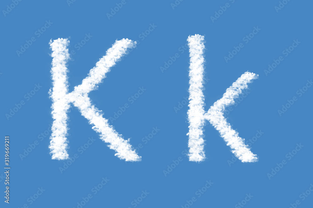Letter K from real clouds shapes. Cloud alphabet. Letter K from real clouds shapes. Cloud alphabet.