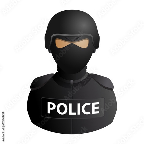 Police specail forces avatar in a mask with glasses icon isolated on white background. Vector illustration