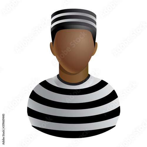Prisoner african man avatar icon isolated on white background. Vector illustration