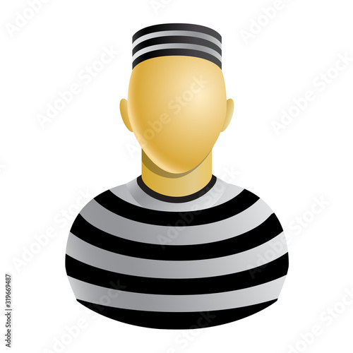 Prisoner asian man avatar icon isolated on white background. Vector illustration