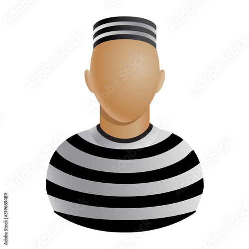 Prisoner european man avatar icon isolated on white background. Vector illustration