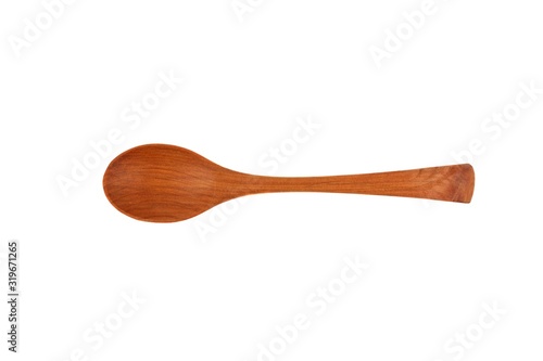 wooden juniper tea spoon isolated on white background top view