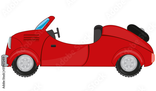 Vector illustration of the car with opened horseback
