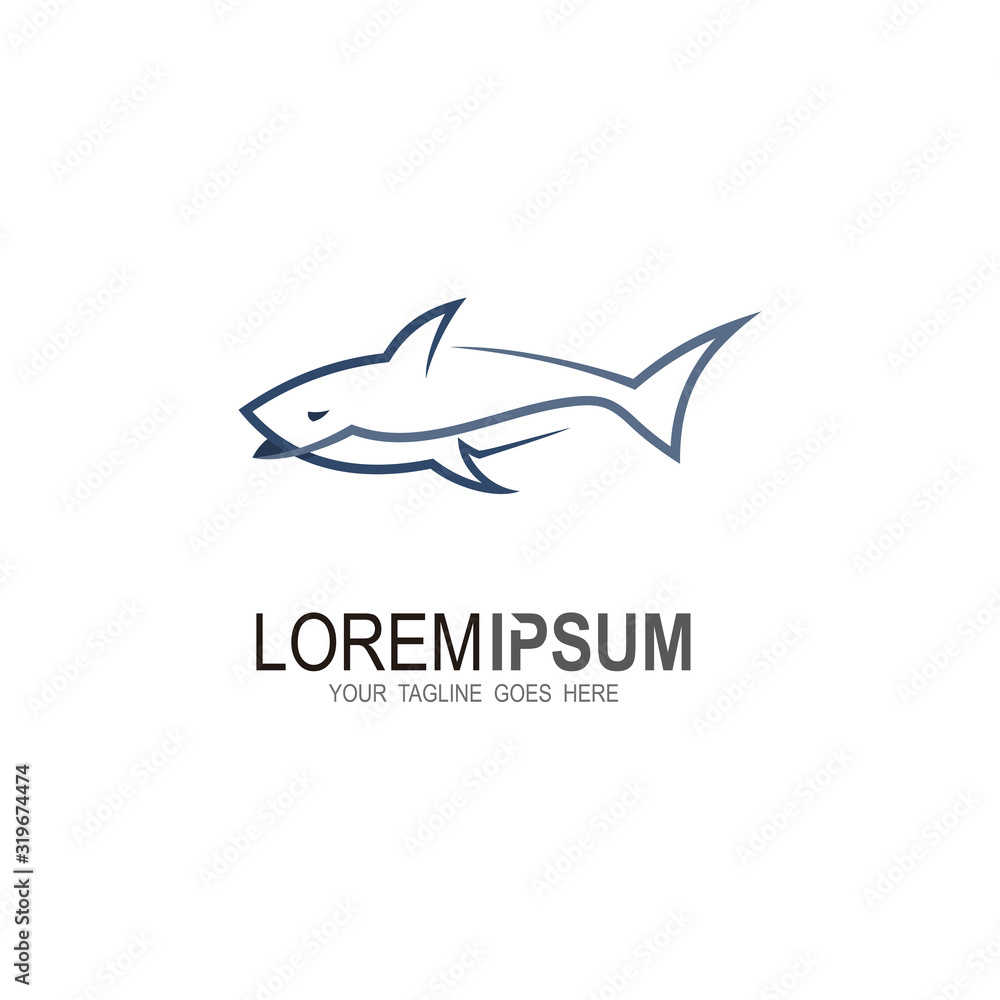 Shark logo with line design vector template Shark logo with line design vector template