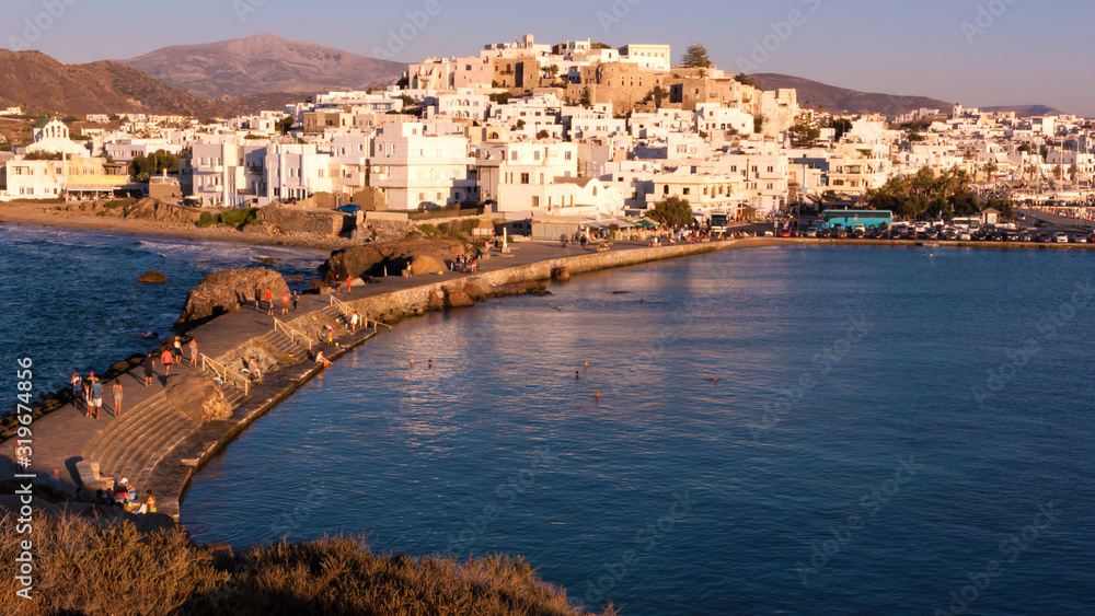 View of city of Naxos in Greece