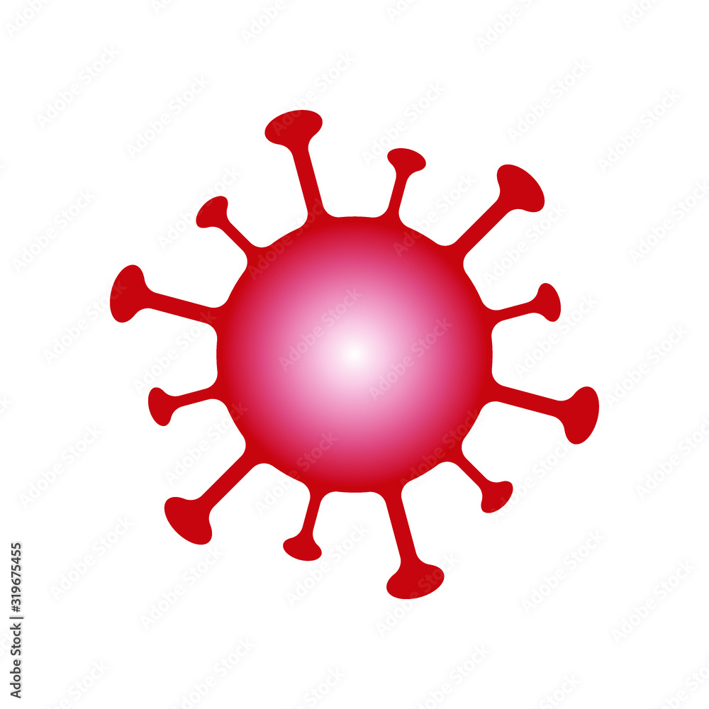 Virus infection icon symbol. Influenza disease sign logo. Red silhouette with gradient color isolated on white background. Vector illustration image.