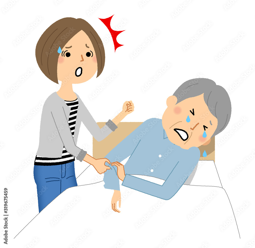 殴られる高齢者　我に返る介護者