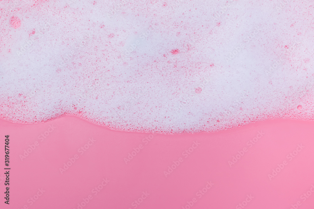 White foam on pink background