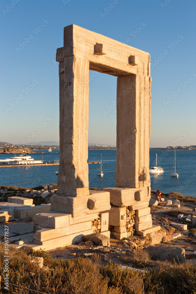 The door of the sun in the Naxos city, Greece